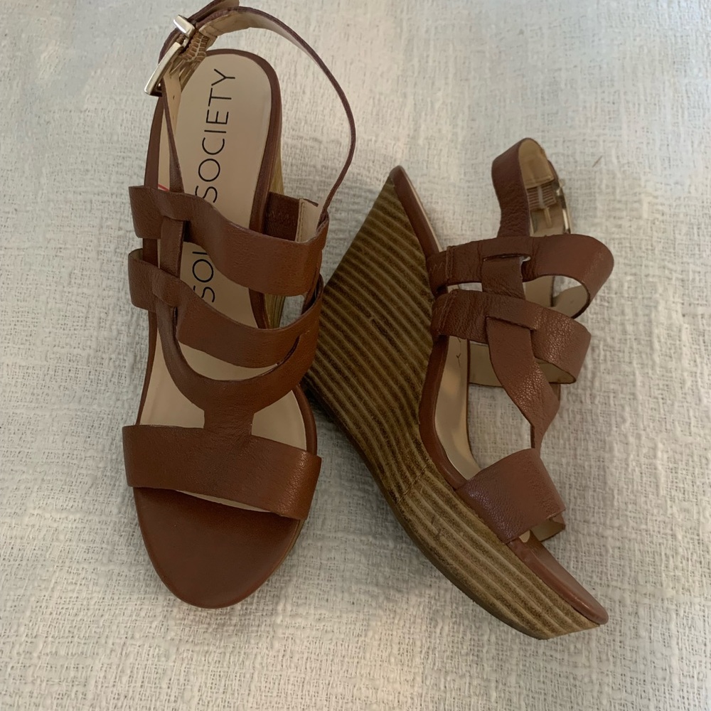 Sole Society Brown Leather Wedges